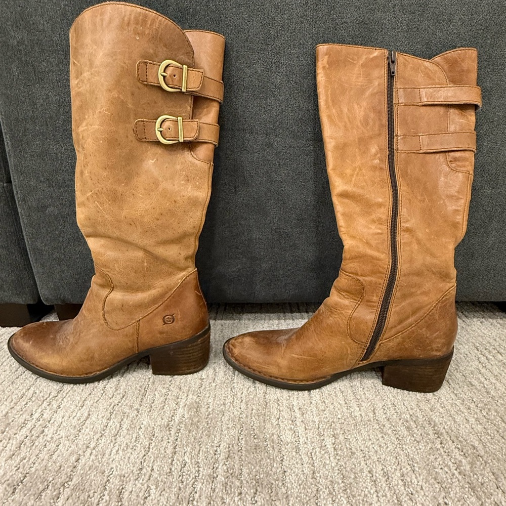 Born Brown Leather Distressed Boots